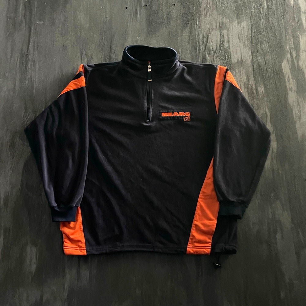 Vintage NFL Chicago Bears 1/4‎ Zip sweatshirt Mens L Black 2000s NFL